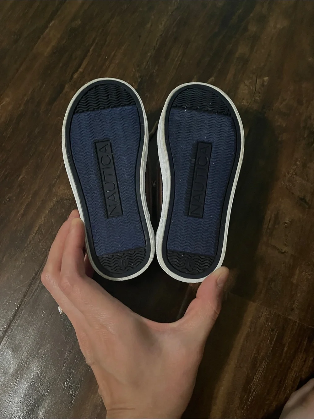 Nautica Kids Brown Canvas Moccasins with White Trim